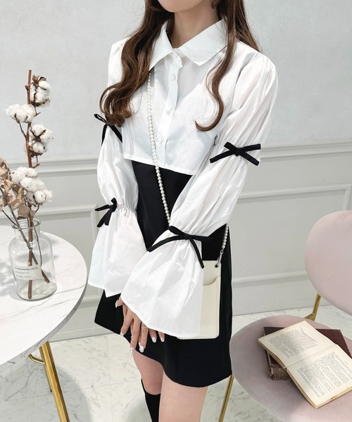 apres jour（アプレジュール）の「リボンマムルークショートブラウス【ZOZOTOWN限定アイテム】（シャツ/ブラウス・レディース・オフホワイト/グレー/ブラック/アイボリー・X-LARGE/フリー）」の14枚目の写真