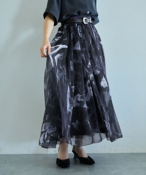 HARE（ハレ）の「メルトフラワーシアースカート（スカート・レディース・ブラック/パープル・FREE）」の8枚目の写真
