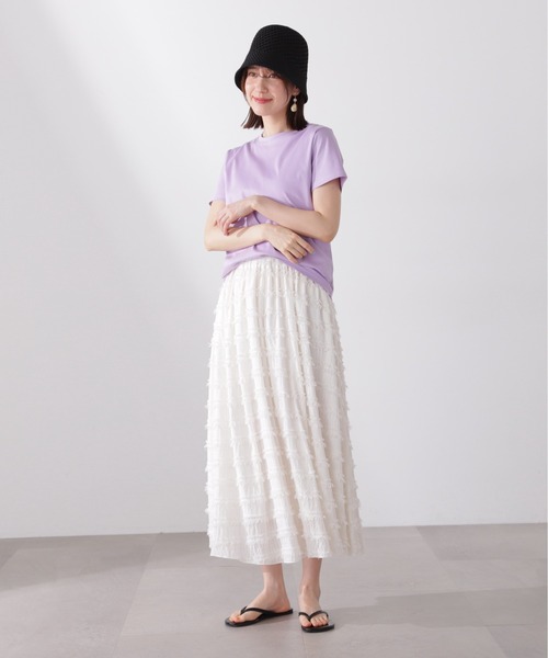 N.（N. Natural Beauty Basic）（エヌエヌナチュラルビューティーベーシック）の「◆シアーフリンジスカート（スカート・レディース・オフホワイト/ブラック・MEDIUM）」の14枚目の写真