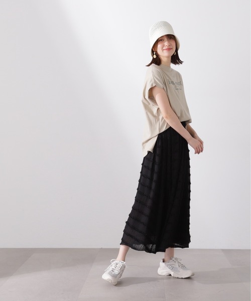 N.（N. Natural Beauty Basic）（エヌエヌナチュラルビューティーベーシック）の「◆シアーフリンジスカート（スカート・レディース・オフホワイト/ブラック・MEDIUM）」の13枚目の写真