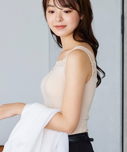 RADIANNE(ラディアンヌ)の「【肉感拾わない着圧設計】オールインワンブラトップ レース切り替えタンク/【タンクトップ】(タンクトップ・レディース・ブラック/ライトグレー/ホワイト/ベージュ・S/M/L/XL)」の14枚目の写真