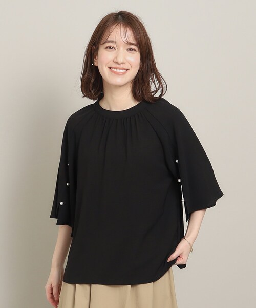 ITS'DEMO（イッツデモ）の「◆【オフィスに／袖2way仕様】袖スリットパールブラウス（シャツ/ブラウス・レディース・ブラック/オフホワイト/サックスブルー/ナチュラル・00）」の9枚目の写真