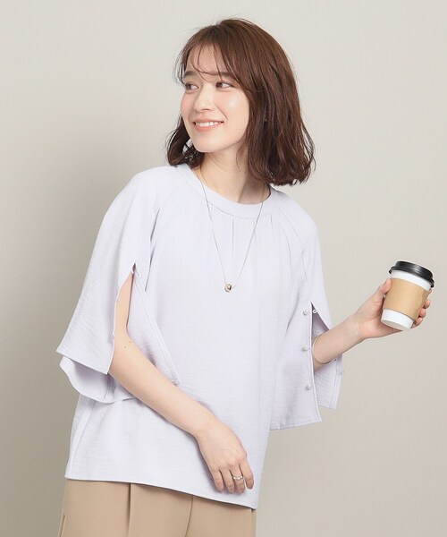 ITS'DEMO（イッツデモ）の「◆【オフィスに／袖2way仕様】袖スリットパールブラウス（シャツ/ブラウス・レディース・ブラック/オフホワイト/サックスブルー/ナチュラル・00）」の19枚目の写真