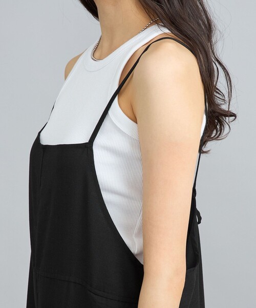 coen（コーエン）の「【WEB限定】ポリツイルキャミサロペット（サロペット/オーバーオール・レディース・ブラック/モカ・L/M）」の18枚目の写真