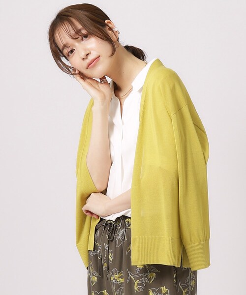 DRESKIP（ドレスキップ）の「◆【高レビュー/洗える/8分袖/】大人のシアーカーディガン（カーディガン/ボレロ・レディース・ブルー系その他/オレンジ/オフホワイト/イエロー/ブルーグリーン/ライトベージュ/ブラック/ダークブラウン・00）」の7枚目の写真