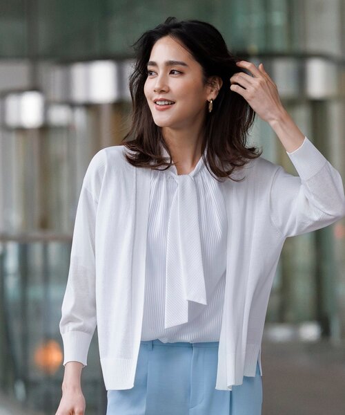 DRESKIP（ドレスキップ）の「◆【高レビュー/洗える/8分袖/】大人のシアーカーディガン（カーディガン/ボレロ・レディース・ブルー系その他/オレンジ/オフホワイト/イエロー/ブルーグリーン/ライトベージュ/ブラック/ダークブラウン・00）」の9枚目の写真