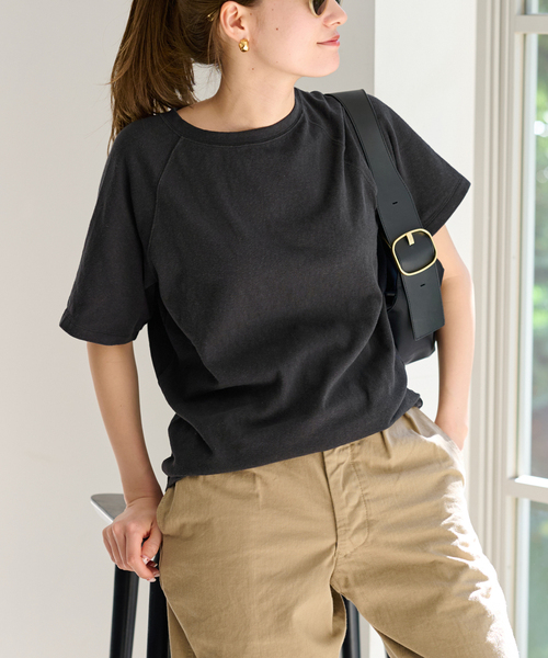 FRAMeWORK（フレームワーク）の「スラブ天竺ラグランTEE（Tシャツ/カットソー・レディース・グレー/ホワイト/スミクロ・FREE）」の3枚目の写真