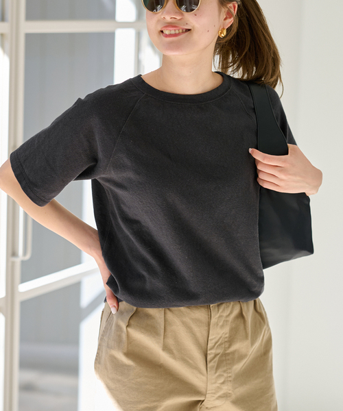 FRAMeWORK（フレームワーク）の「スラブ天竺ラグランTEE（Tシャツ/カットソー・レディース・グレー/ホワイト/スミクロ・FREE）」の11枚目の写真