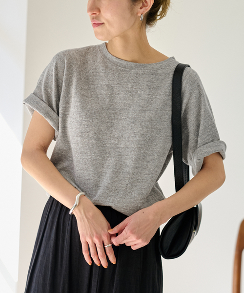 FRAMeWORK（フレームワーク）の「スラブ天竺ラグランTEE（Tシャツ/カットソー・レディース・グレー/ホワイト/スミクロ・FREE）」の16枚目の写真