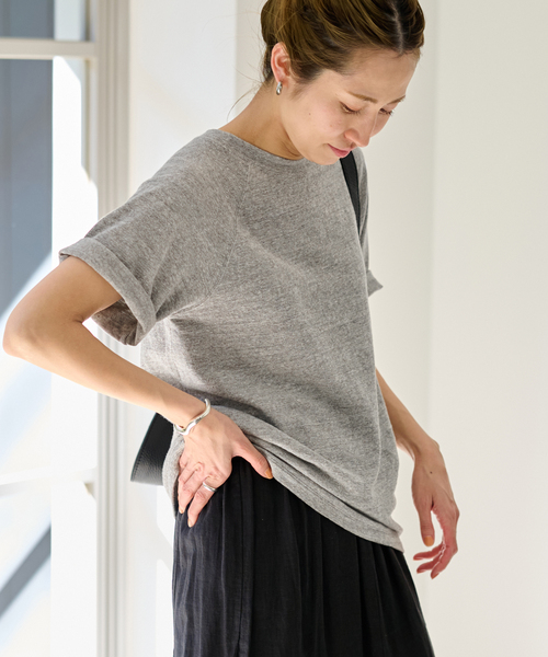 FRAMeWORK（フレームワーク）の「スラブ天竺ラグランTEE（Tシャツ/カットソー・レディース・グレー/ホワイト/スミクロ・FREE）」の18枚目の写真