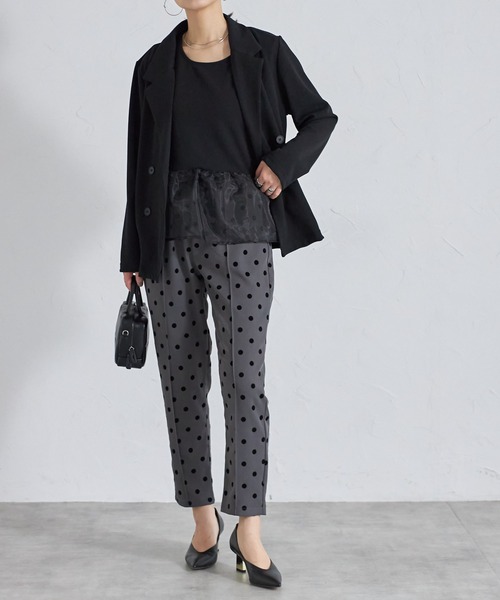 each（イーチ）の「【アンサンブルセット】裾オーガンジー切替タンク＋タックジョーゼットプルオーバー（アンサンブル・レディース・ブラック/ホワイト/ネイビー・FREE）」の4枚目の写真