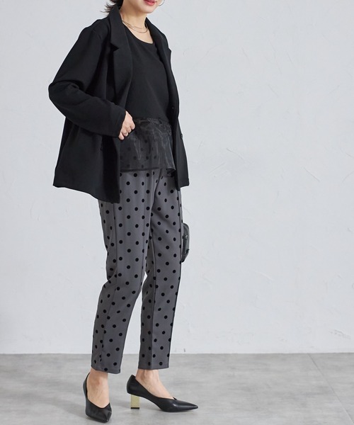 each（イーチ）の「【アンサンブルセット】裾オーガンジー切替タンク＋タックジョーゼットプルオーバー（アンサンブル・レディース・ブラック/ホワイト/ネイビー・FREE）」の5枚目の写真