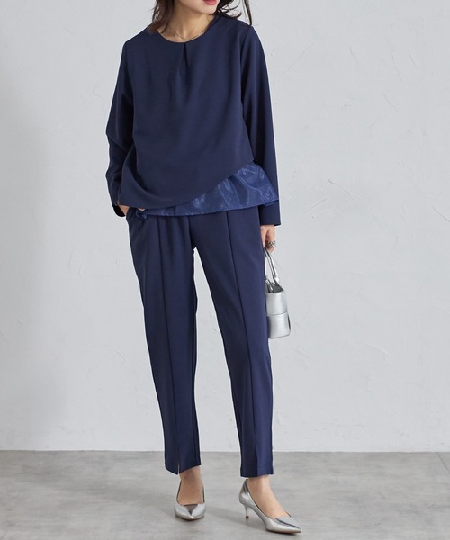 each（イーチ）の「【アンサンブルセット】裾オーガンジー切替タンク＋タックジョーゼットプルオーバー（アンサンブル・レディース・ブラック/ホワイト/ネイビー・FREE）」の10枚目の写真