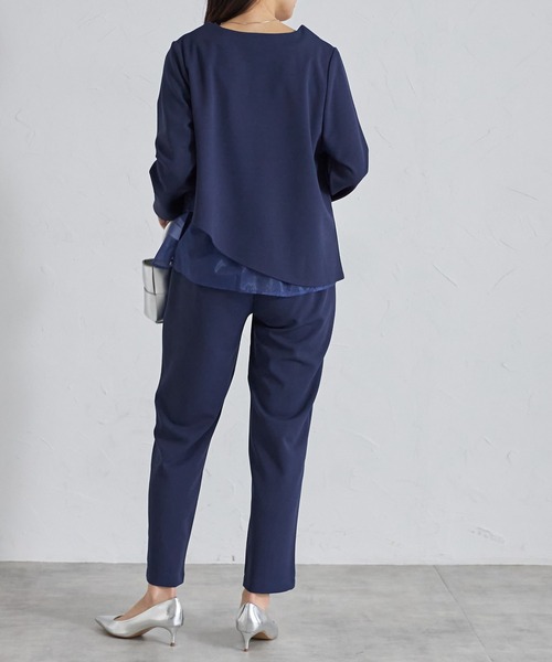 each（イーチ）の「【アンサンブルセット】裾オーガンジー切替タンク＋タックジョーゼットプルオーバー（アンサンブル・レディース・ブラック/ホワイト/ネイビー・FREE）」の11枚目の写真