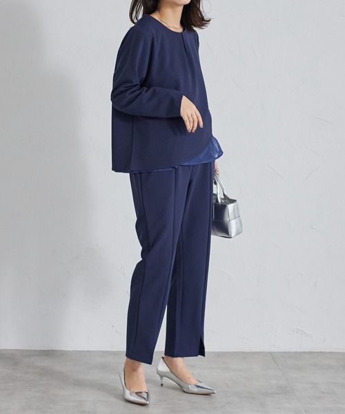 each（イーチ）の「【アンサンブルセット】裾オーガンジー切替タンク＋タックジョーゼットプルオーバー（アンサンブル・レディース・ブラック/ホワイト/ネイビー・FREE）」の12枚目の写真