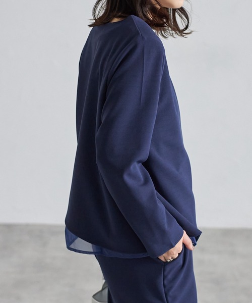 each（イーチ）の「【アンサンブルセット】裾オーガンジー切替タンク＋タックジョーゼットプルオーバー（アンサンブル・レディース・ブラック/ホワイト/ネイビー・FREE）」の8枚目の写真