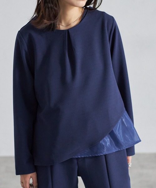 each（イーチ）の「【アンサンブルセット】裾オーガンジー切替タンク＋タックジョーゼットプルオーバー（アンサンブル・レディース・ブラック/ホワイト/ネイビー・FREE）」の9枚目の写真