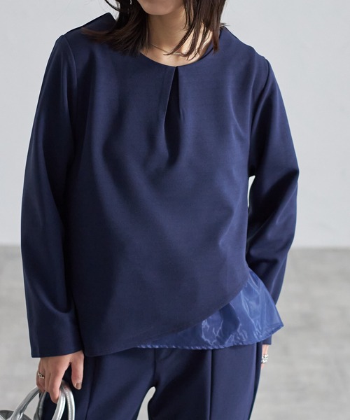 each（イーチ）の「【アンサンブルセット】裾オーガンジー切替タンク＋タックジョーゼットプルオーバー（アンサンブル・レディース・ブラック/ホワイト/ネイビー・FREE）」の6枚目の写真