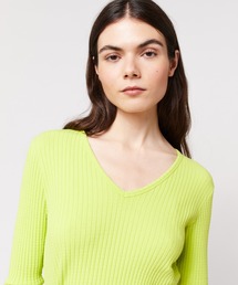 Rib V-neck T-shirt