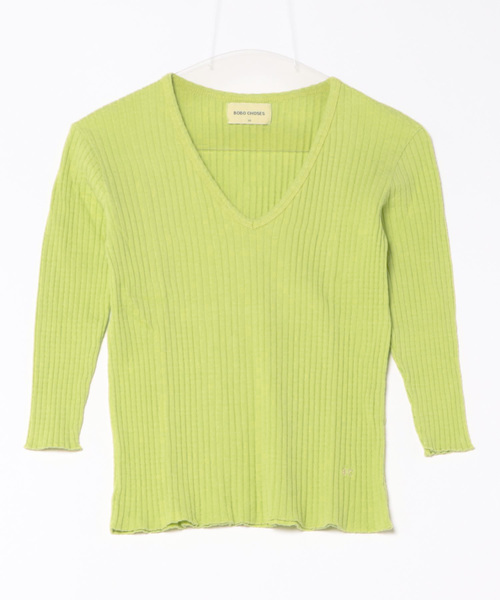 BOBO CHOSES(ボボショーズ)の「Rib V-neck T-shirt(Tシャツ/カットソー・レディース・ライトグリーン・M/S/XS)」の6枚目の写真