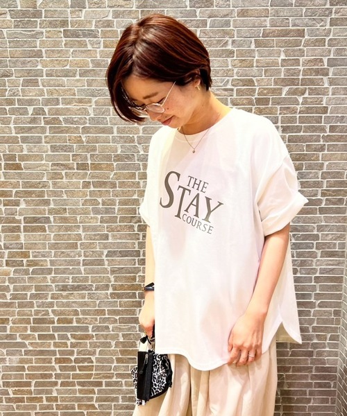 セール】ロゴ入り ラウンドヘムTシャツ（Tシャツ/カットソー
