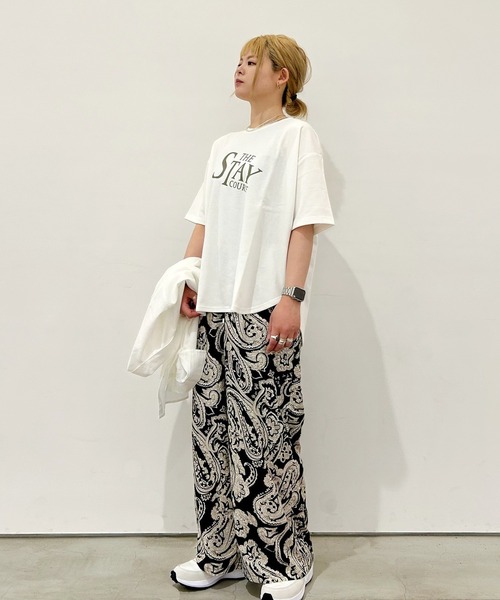 tシャツ バックチュールラウンドヘムＴシャツ レディース 楽天市場】Tシャツ レディース 半袖 バックプリントラウンドヘム