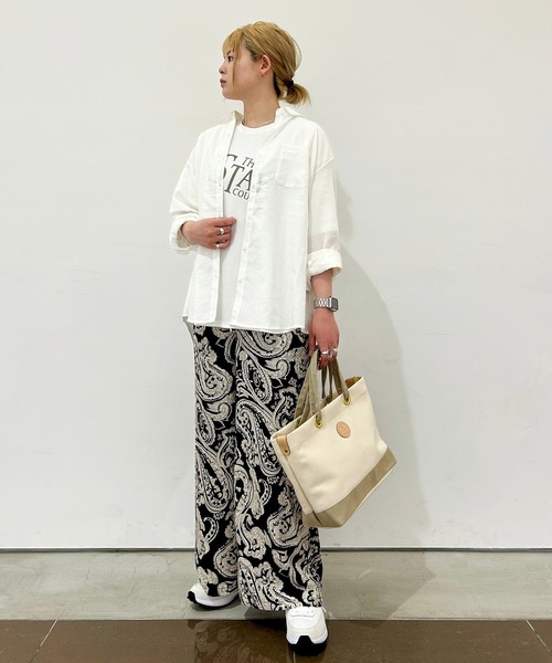 Grand PARK(グランドパーク)の「ロゴ入り ラウンドヘムTシャツ(Tシャツ/カットソー・レディース・ベージュ/ホワイト/グリーン/チャコールグレー・FREE)」の20枚目の写真