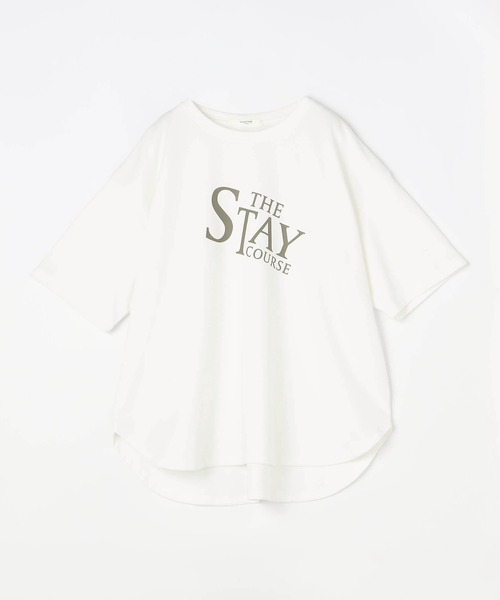 Grand PARK(グランドパーク)の「ロゴ入り ラウンドヘムTシャツ(Tシャツ/カットソー・レディース・ベージュ/ホワイト/グリーン/チャコールグレー・FREE)」の13枚目の写真