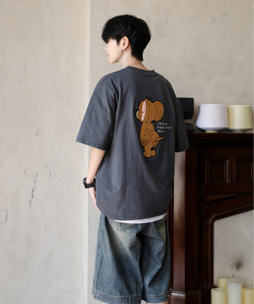 Tom＆Jerry（トムアンドジェリー）の「【neos】TOM&JERRY トムとジェリー ルーズシルエット サガラ刺繍 ワンポイント ロゴ ハーフスリーブ Tシャツ（Tシャツ/カットソー・メンズ・グリーン系その他/ブルー系その他/ホワイト/ライトグリーン/ライトグレー/ブラック/ライトブルー/ブラック系その他・MEDIUM/LARGE/X-LARGE）」の13枚目の写真