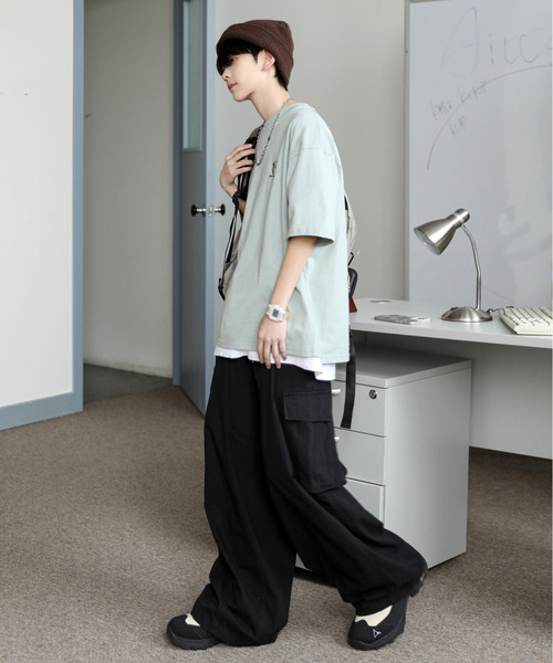 Tom＆Jerry（トムアンドジェリー）の「【neos】TOM&JERRY トムとジェリー ルーズシルエット サガラ刺繍 ワンポイント ロゴ ハーフスリーブ Tシャツ（Tシャツ/カットソー・メンズ・グリーン系その他/ブルー系その他/ホワイト/ライトグリーン/ライトグレー/ブラック/ライトブルー/ブラック系その他・MEDIUM/LARGE/X-LARGE）」の15枚目の写真