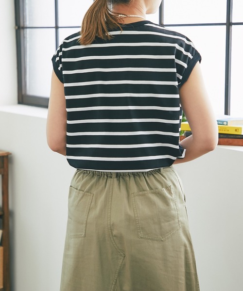 un dix cors（アンディコール）の「《着回ししやすい・定番アイテム》ボーダーノースリカットソー（Tシャツ/カットソー・レディース・オフホワイト/ブラック・FREE）」の19枚目の写真