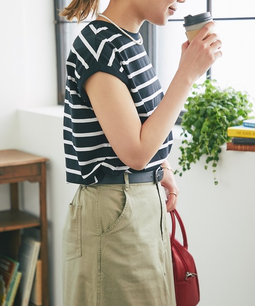 un dix cors（アンディコール）の「《着回ししやすい・定番アイテム》ボーダーノースリカットソー（Tシャツ/カットソー・レディース・オフホワイト/ブラック・FREE）」の18枚目の写真