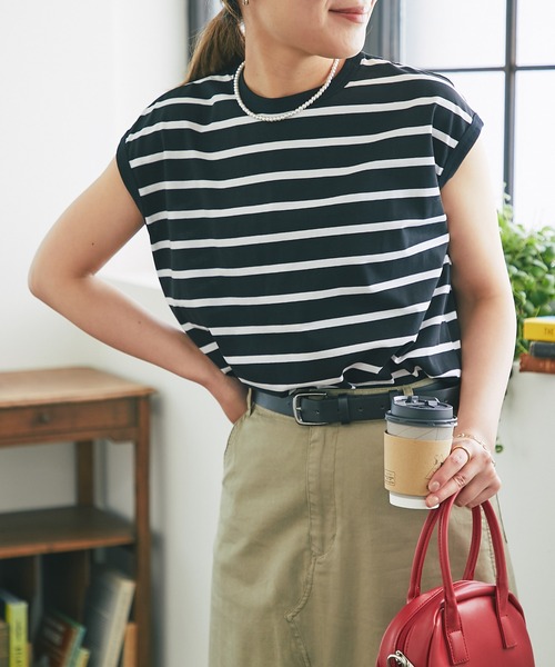 un dix cors（アンディコール）の「《着回ししやすい・定番アイテム》ボーダーノースリカットソー（Tシャツ/カットソー・レディース・オフホワイト/ブラック・FREE）」の20枚目の写真