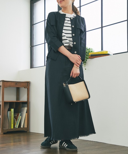 un dix cors（アンディコール）の「《着回ししやすい・定番アイテム》ボーダーノースリカットソー（Tシャツ/カットソー・レディース・オフホワイト/ブラック・FREE）」の4枚目の写真