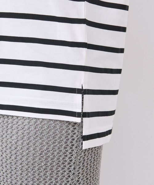 un dix cors（アンディコール）の「《着回ししやすい・定番アイテム》ボーダーノースリカットソー（Tシャツ/カットソー・レディース・オフホワイト/ブラック・FREE）」の10枚目の写真