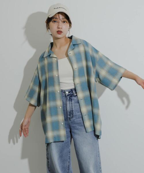 SENSE OF PLACE by URBAN RESEARCH（センスオブプレイスバイアーバンリサーチ）の「『Sサイズあり』『ユニセックス』オンブレチェックオープンカラーシャツ（シャツ/ブラウス・メンズ・その他2/その他3/その他1/その他4・SMALL/MEDIUM/LARGE）」の3枚目の写真