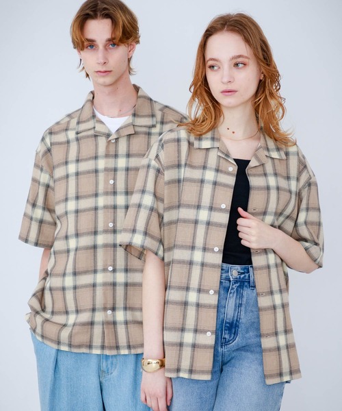 チェックシャツ2016SS ユニセックス）オーバーフィットチェックシャツ | ファッション