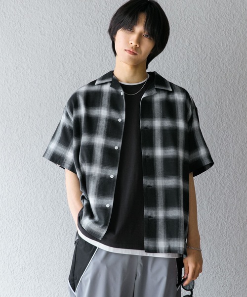 【み様】20%OFF適用　オンブレシャツ セール】『Sサイズあり』『ユニセックス』オンブレチェック