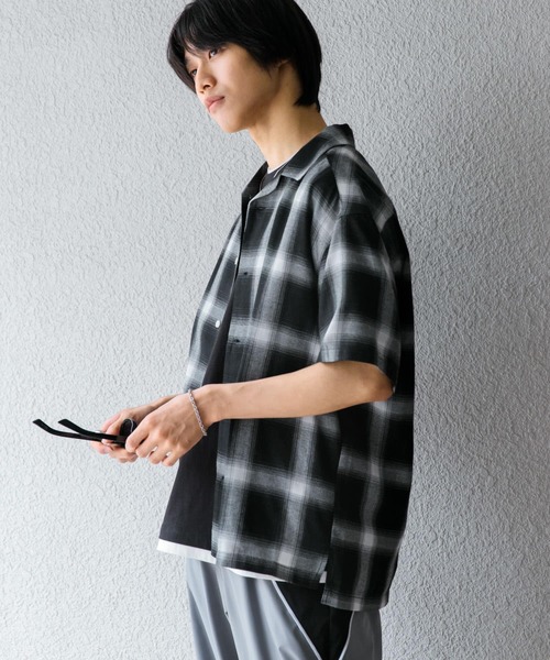 SHINYA Algernon オンブレチェックオープンカラーシャツ SHIPS: オンブレ チェック オープンカラー シャツ｜ SHIPS 公式