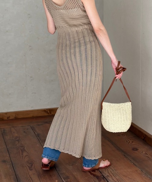 Per sist ence(パーシエンス)の「柄編みノースリーブワンピース(ワンピース・レディース・ベージュ/ブラック/オフホワイト・FREE)」の16枚目の写真