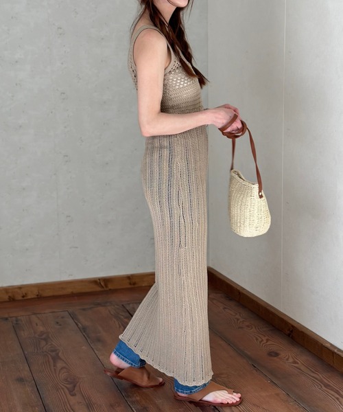 Per sist ence(パーシエンス)の「柄編みノースリーブワンピース(ワンピース・レディース・ベージュ/ブラック/オフホワイト・FREE)」の19枚目の写真