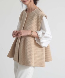 ワッフルキルトペプラムベスト