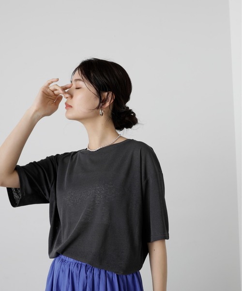 N.(N. Natural Beauty Basic)(エヌエヌナチュラルビューティーベーシック)の「◆スラブ天竺シアーカットソー(Tシャツ/カットソー・レディース・ホワイト/ピンク/チャコールグレー・MEDIUM)」の17枚目の写真