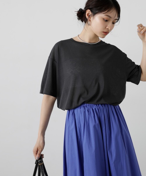 N.(N. Natural Beauty Basic)(エヌエヌナチュラルビューティーベーシック)の「◆スラブ天竺シアーカットソー(Tシャツ/カットソー・レディース・ホワイト/ピンク/チャコールグレー・MEDIUM)」の6枚目の写真