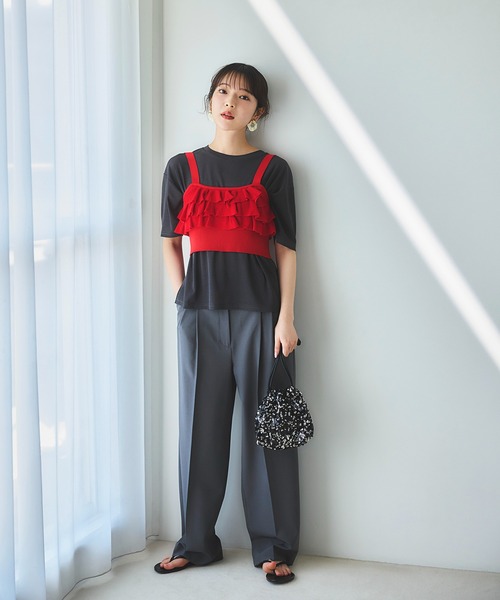 N.(N. Natural Beauty Basic)(エヌエヌナチュラルビューティーベーシック)の「◆スラブ天竺シアーカットソー(Tシャツ/カットソー・レディース・ホワイト/ピンク/チャコールグレー・MEDIUM)」の4枚目の写真