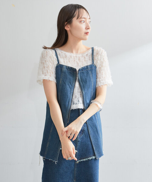 Kastane(カスタネ)の「【SET UP対応】デニムビスチェチュニック(キャミソール・レディース・ブルー系その他5/ブルー系その他2/ブラック・FREE)」の19枚目の写真