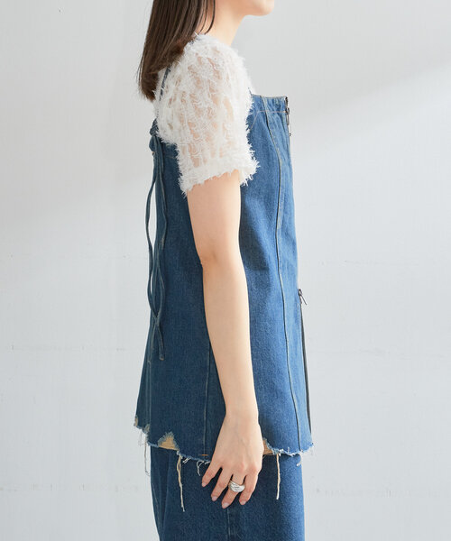 Kastane(カスタネ)の「【SET UP対応】デニムビスチェチュニック(キャミソール・レディース・ブルー系その他5/ブルー系その他2/ブラック・FREE)」の12枚目の写真