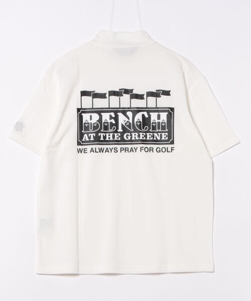 BENCH AT THE GREENE GOLF(ベンチアットザグリーンゴルフ)の「BENCH AT THE GREENE GOLF / EMBRO MOCK NECK SHIRT/ゴルフウェア 接触冷感・吸水速乾・消臭加工(Tシャツ/カットソー・メンズ・ブラック/オフホワイト/グリーン・MEDIUM/LARGE/X-LARGE)」の5枚目の写真