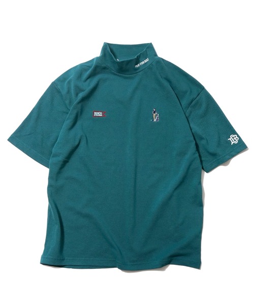 BENCH AT THE GREENE GOLF(ベンチアットザグリーンゴルフ)の「BENCH AT THE GREENE GOLF / EMBRO MOCK NECK SHIRT/ゴルフウェア 接触冷感・吸水速乾・消臭加工(Tシャツ/カットソー・メンズ・ブラック/オフホワイト/グリーン・MEDIUM/LARGE/X-LARGE)」の1枚目の写真