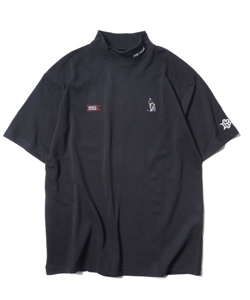 BENCH AT THE GREENE GOLF(ベンチアットザグリーンゴルフ)の「BENCH AT THE GREENE GOLF / EMBRO MOCK NECK SHIRT/ゴルフウェア 接触冷感・吸水速乾・消臭加工(Tシャツ/カットソー・メンズ・ブラック/オフホワイト/グリーン・MEDIUM/LARGE/X-LARGE)」の3枚目の写真